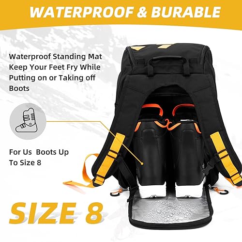Miniatura 4 de Hytiland Bolsa para botas de esquí para niños, mochila impermeable para botas de esquí de 35 L, bolsas de esquí ligeras acolchadas para niños y