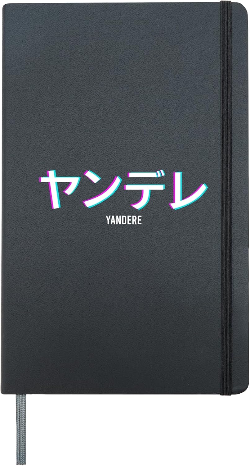Yandere Vaporwave Aesthetic Anime Japanese Hardcover Journal, Black