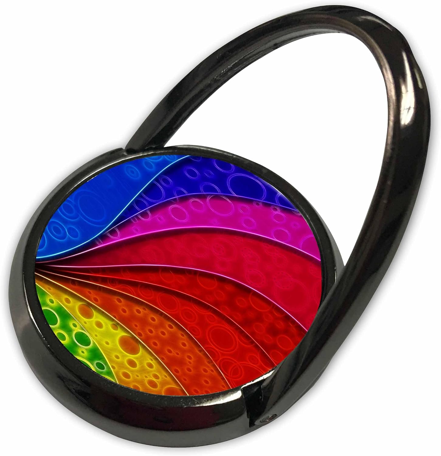 3dRose Swirls and Depth in This Digital Rainbow Pattern Art Phone Ring