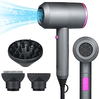 lifcasual Secador de cabelo com Ionic Tech Secagem rápida 3 bocais difusores 3 configurações de calor e 2 velocidades quente / frio vento secador de sopro Ferramentas portáteis de modelagem de cabelo para