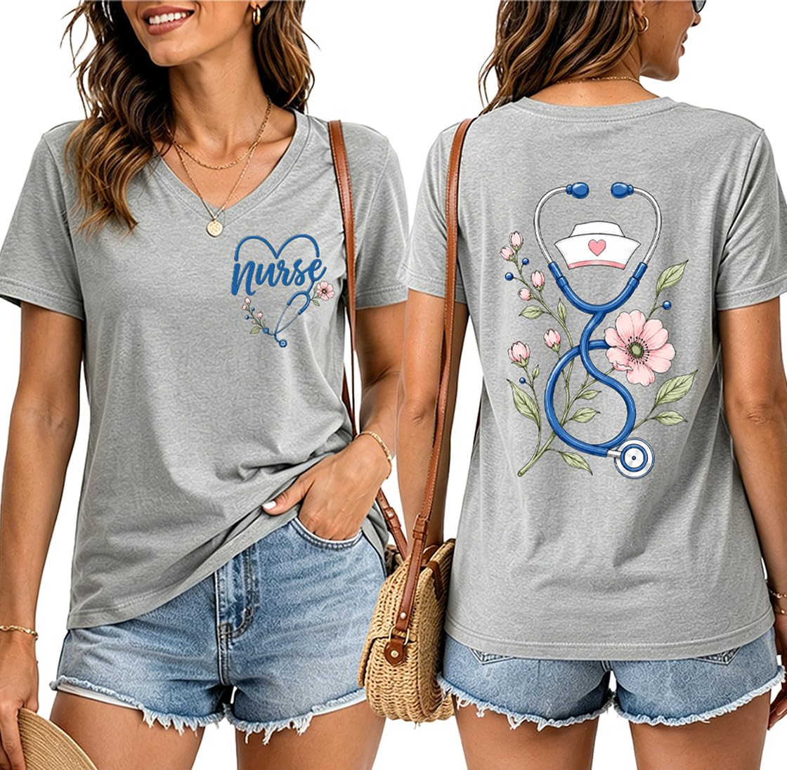 Nurse Shirts for Women Boho Floral Nurse Life T Shirt