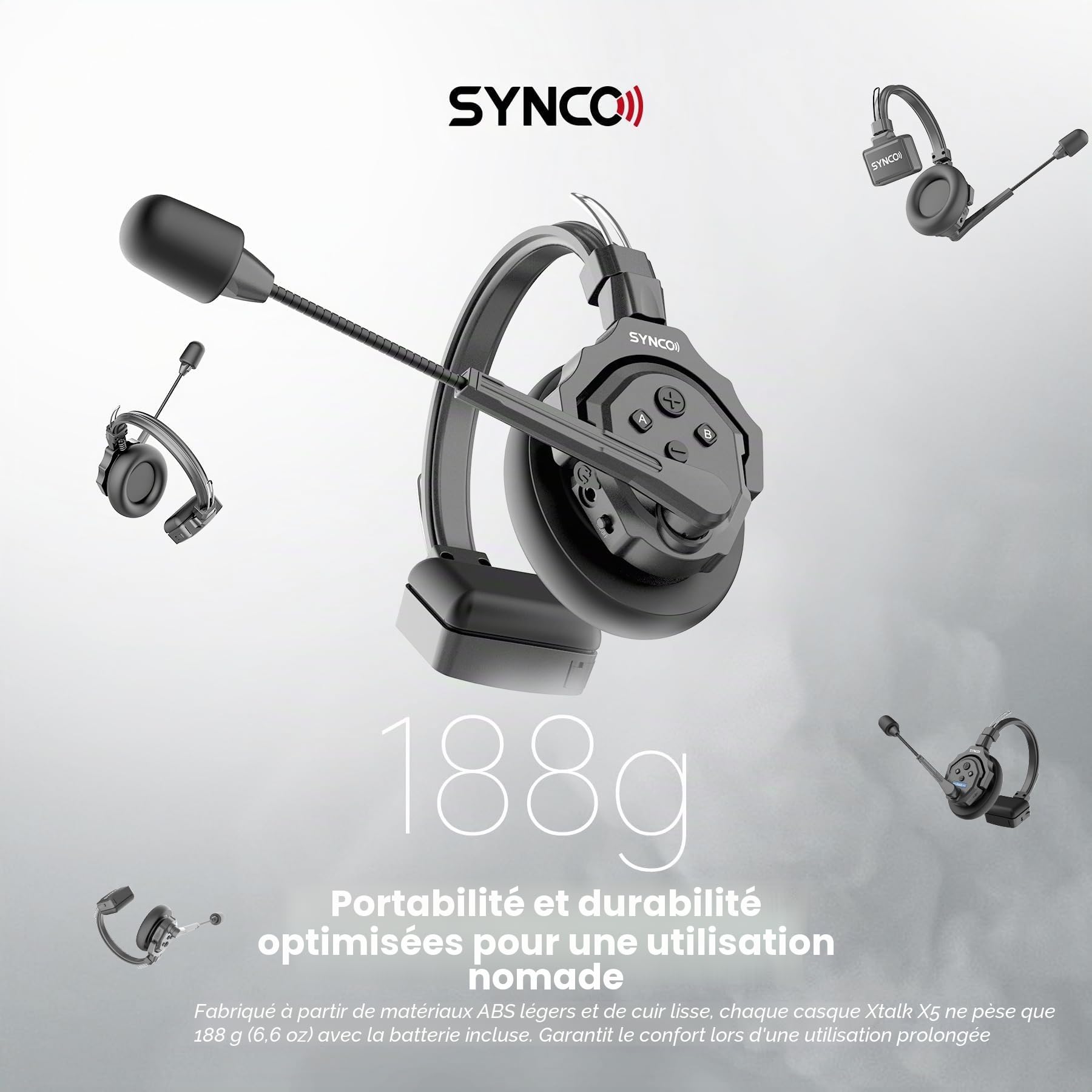 SYNCO XTalk Système d'intercom sans Fil avec Casque, Conception aléatoire pour Les tournages de Films, Les Spectacles sur scène et Les Performances scéniques (XTalk X5 (5PCS))