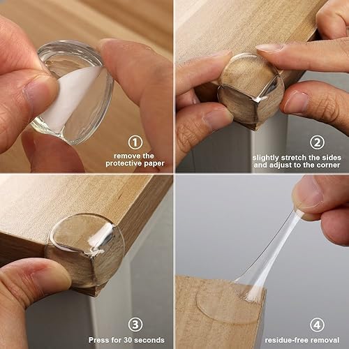 Miniatura 4 de BYETOO - Protectores de esquina de seguridad para bebés, protector transparente de esquina de borde de muebles de alta calidad con adhesivo fuerte