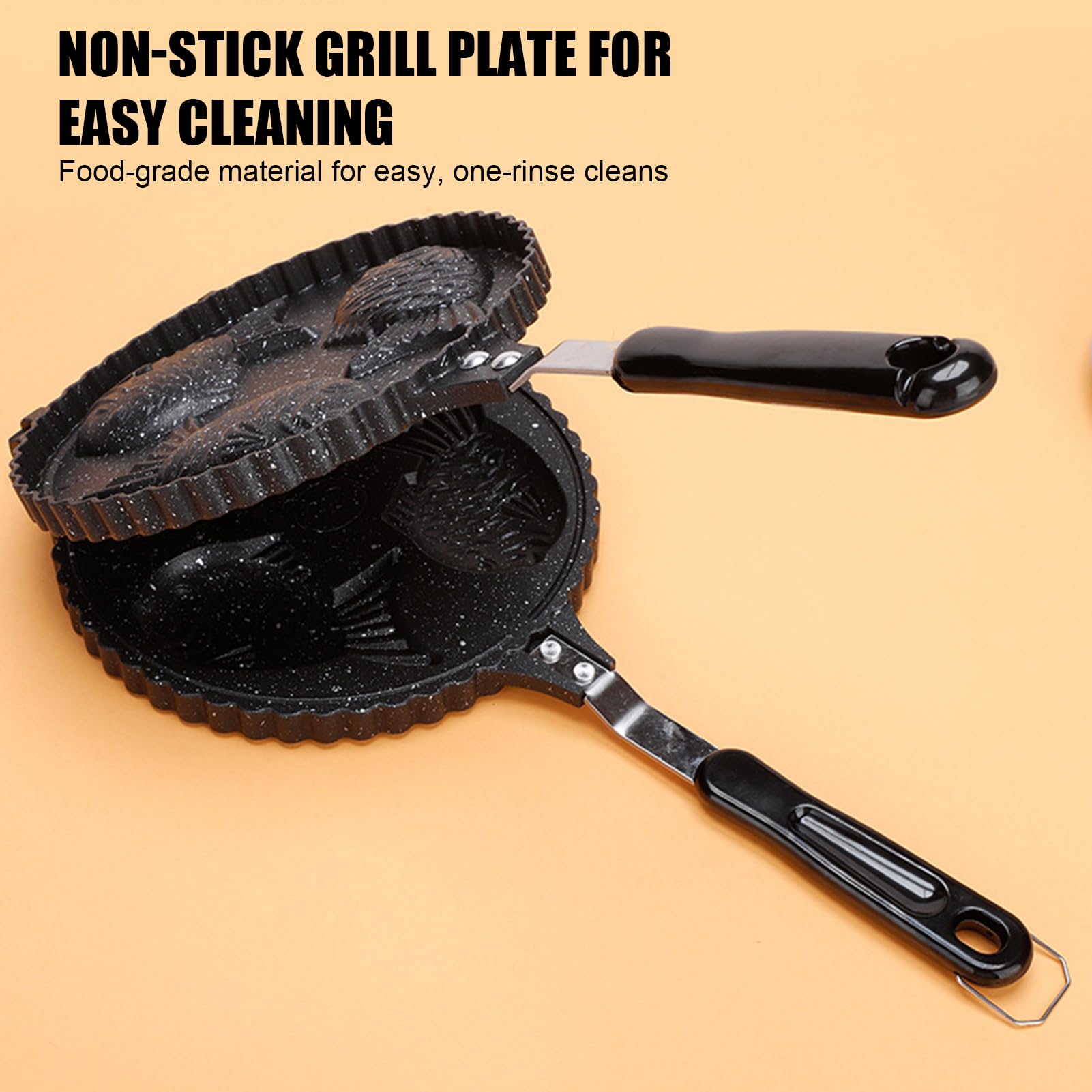 Taiyaki Pan - Teglia per torte a forma di pesce Taiyaki, 41 x 20 cm, antiaderente, in lega di alluminio, per colazione, casa e bancarelle di cibo, facile da pulire e riscaldare uniformemente