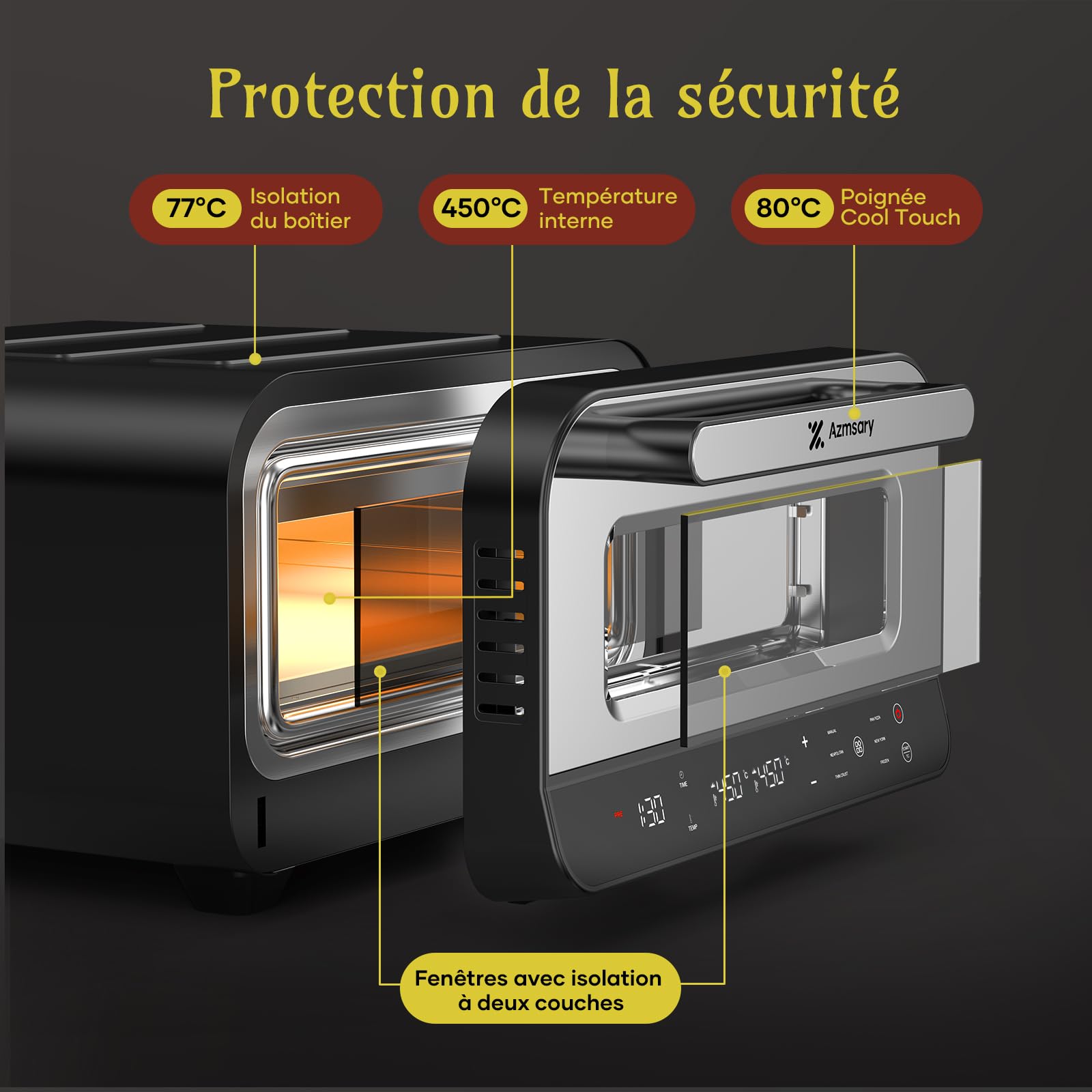 Four à pizza électrique - 6 programmes, 1700 W, température maximale 450 °C, idéal pour les pizzas de 32 cm - 5 en 1 : pizza, grill, maintien au chaud, cuisson et pâtisserie