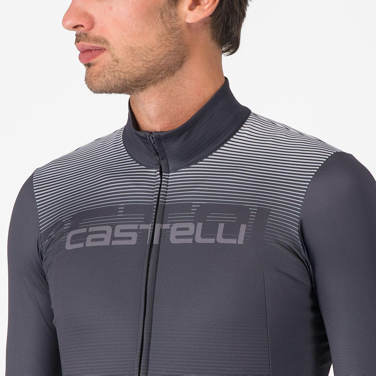 CASTELLI Men’s Apice Thermal Jersey, Long Sleeve Mid-Weight Breathable Warm Cycling Apparel for Cool Road Cycling & Biking