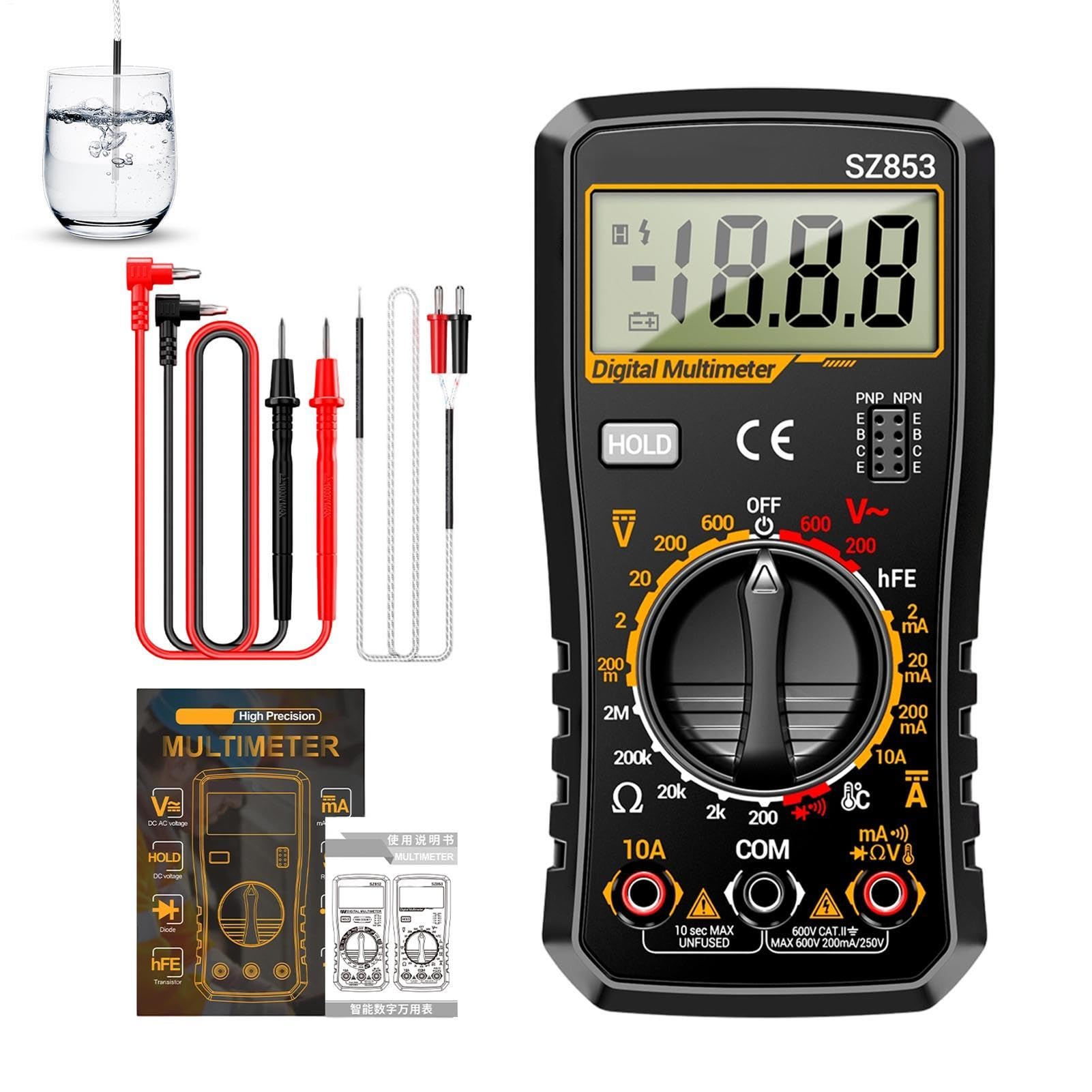 Digital Multimeter | Fast Accurately 1999 Count Automotive Meter Tools,Digital Multimeter Automotive - for Home Household Electrical Electrician Industrial Commercial Residential Marine RV