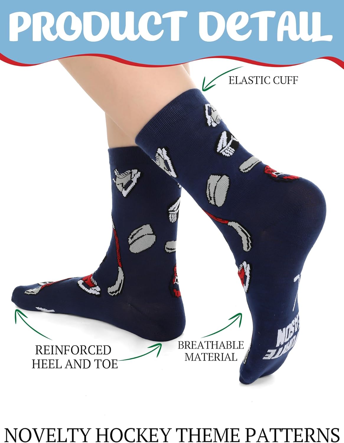 Haysandy 10 Pairs Men's Hockey Socks Bulk Funny Sport Crew Athletic Socks Novelty Birthday Winter Senior Night Gifts for Hockey Lover Players Coaches Team - Image 4