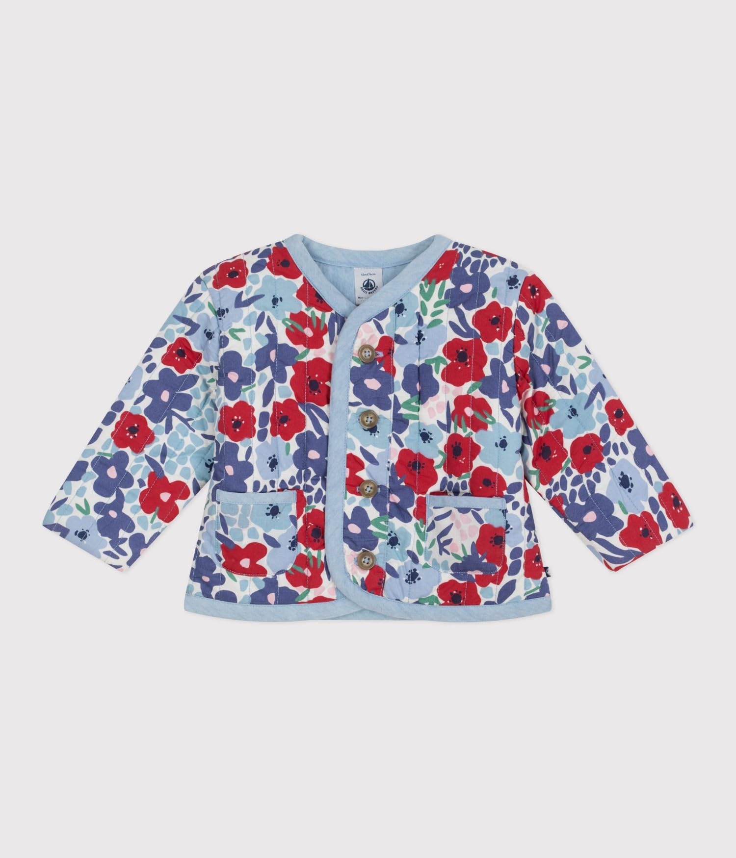 Petit Bateau Veste Bébé en Coton Matelassée, Imprimée Fleurs Blanc Multicouleur A0fls01 Vêtements JOUR Bébé fille (lot de 1)