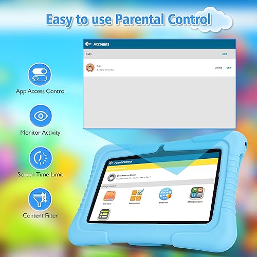 Miniatura 5 de Veidoo Tablet PC Android para niños de 7 pulgadas, 2 GB de RAM, 32 GB ROM, protección ocular de seguridad, WiFi, cámara dual, juegos, aplicación de