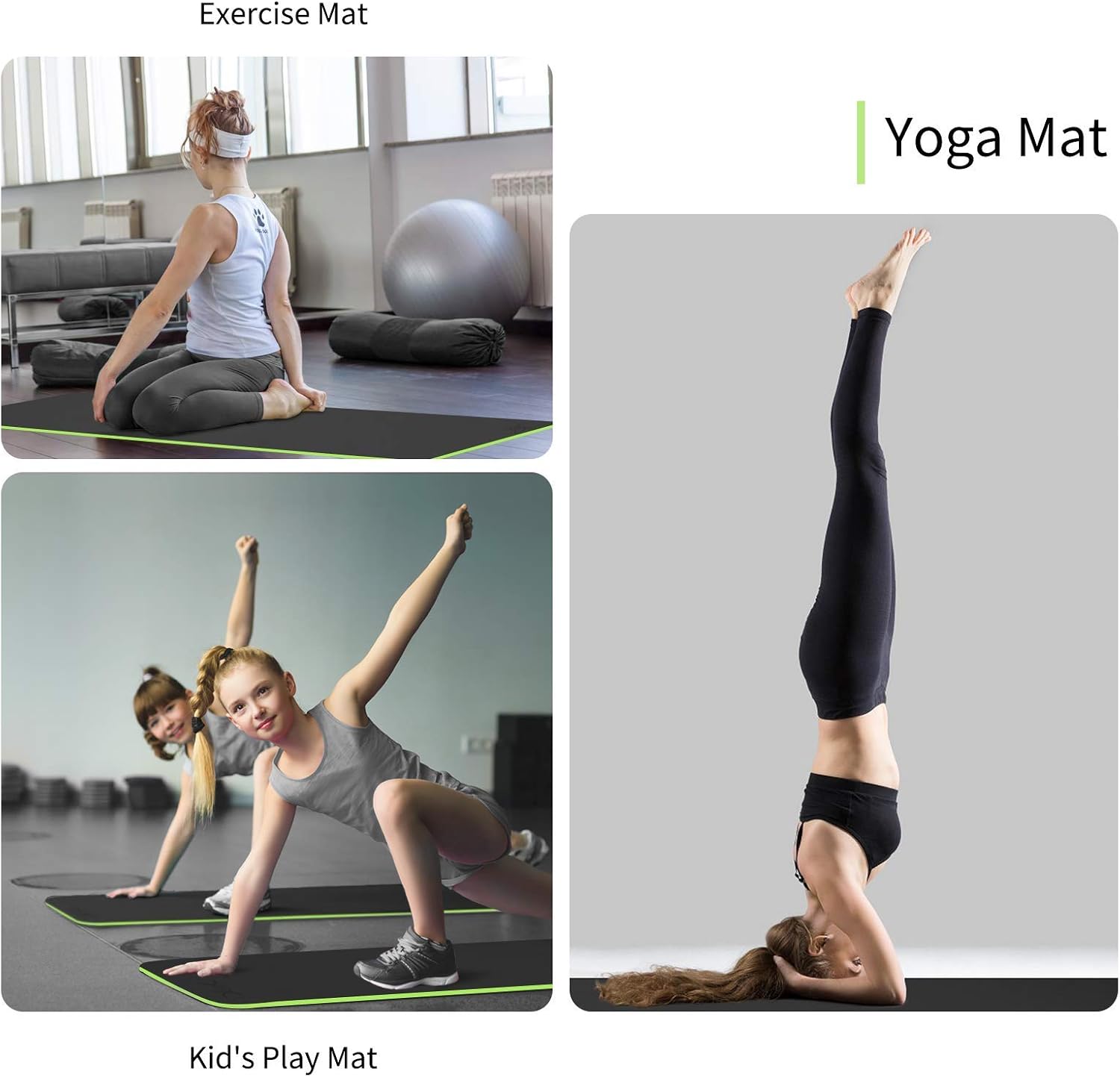 Yoga Mat with Strap, Non Slip 1/4 Inch Thick Eco Friendly TPE Exercise Fitness Pilates Workouts for Men Women