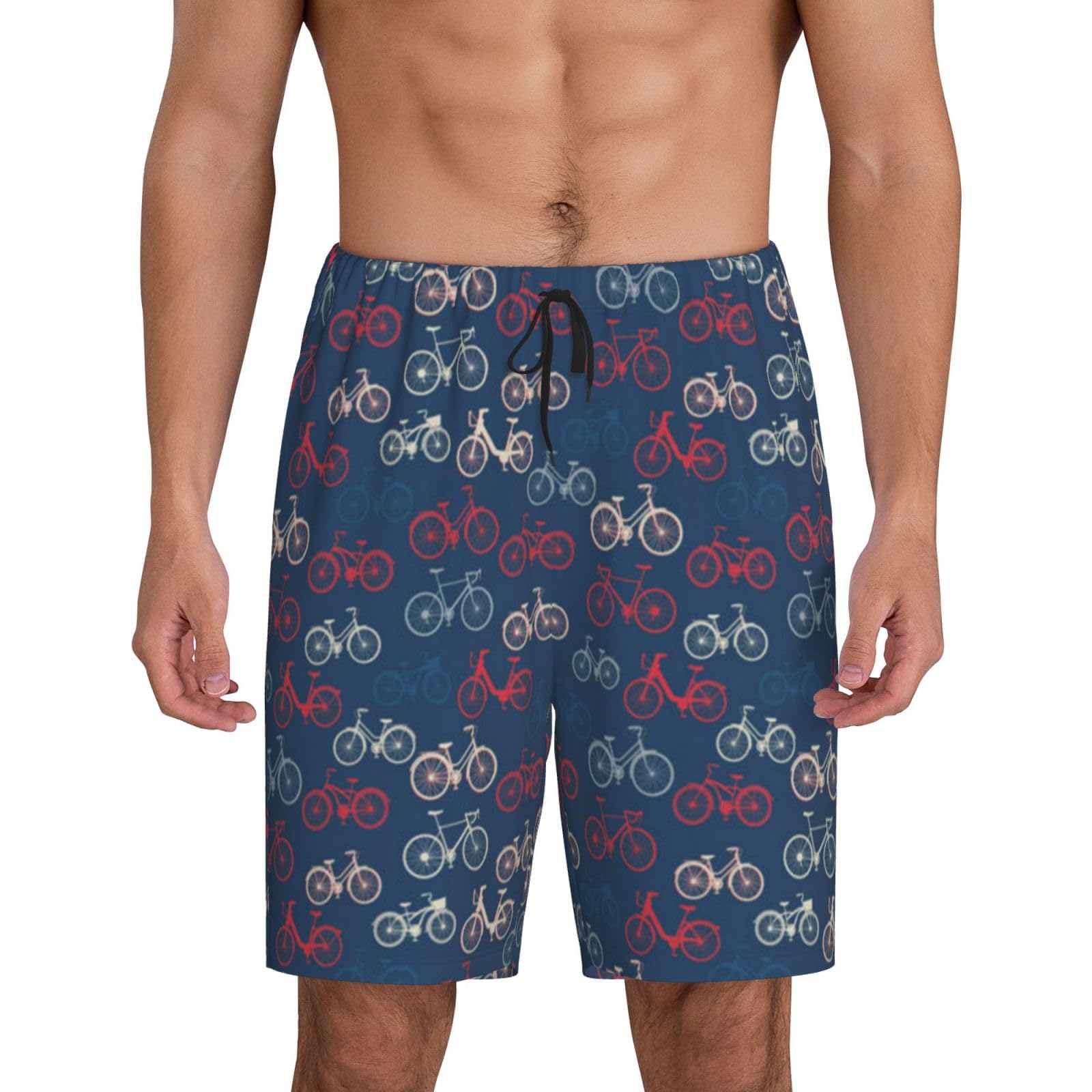 Scaua Men's Bikes Bicycle Cycling Pajama Shorts Sleep Shorts Soft Comfy Lounge Pjs Pants With Pockets