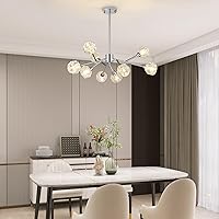 Vista 22 de Weesalife Sputnik - Candelabros para comedor sobre mesa, modernos candelabros de cristal, 6 luces negras para sala de estar, dormitorio, isla