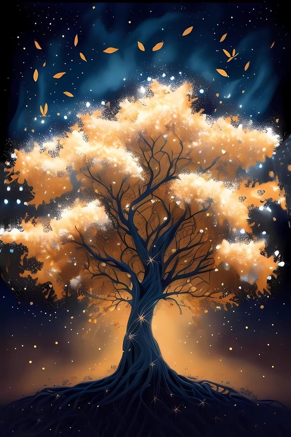 Worihut 5D Diamonds Painting Kits for Adults, Yellow Tree DIY Full Round Diamond Art Cross-Stitch Perfect for Hotel and Bar Decor 16 X 20inch