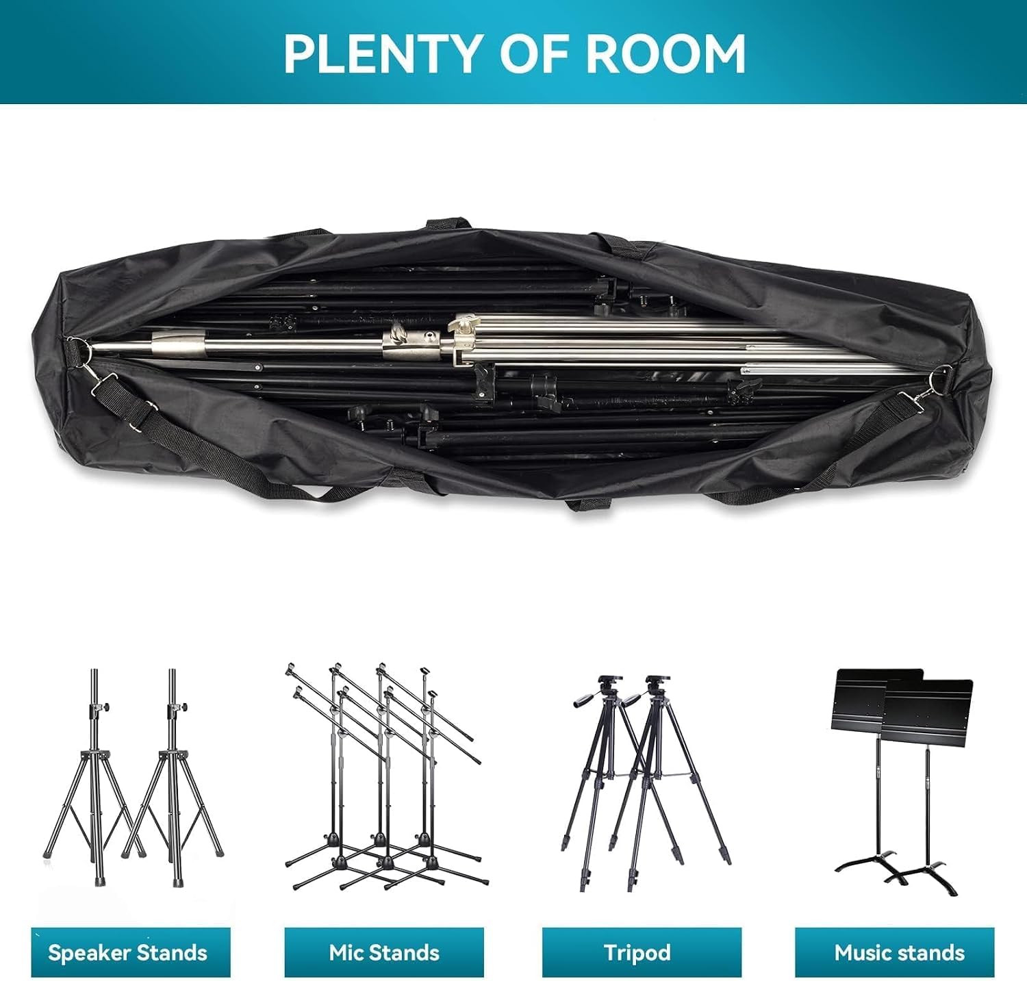 EMART Borsa per Treppiede, 120 cm Custodia per Treppiede Borsa | Tracolla Regolabile, Maniglia Resistente e Doppia , Adatto a Cernierastativi luci, Aste per Microfoni