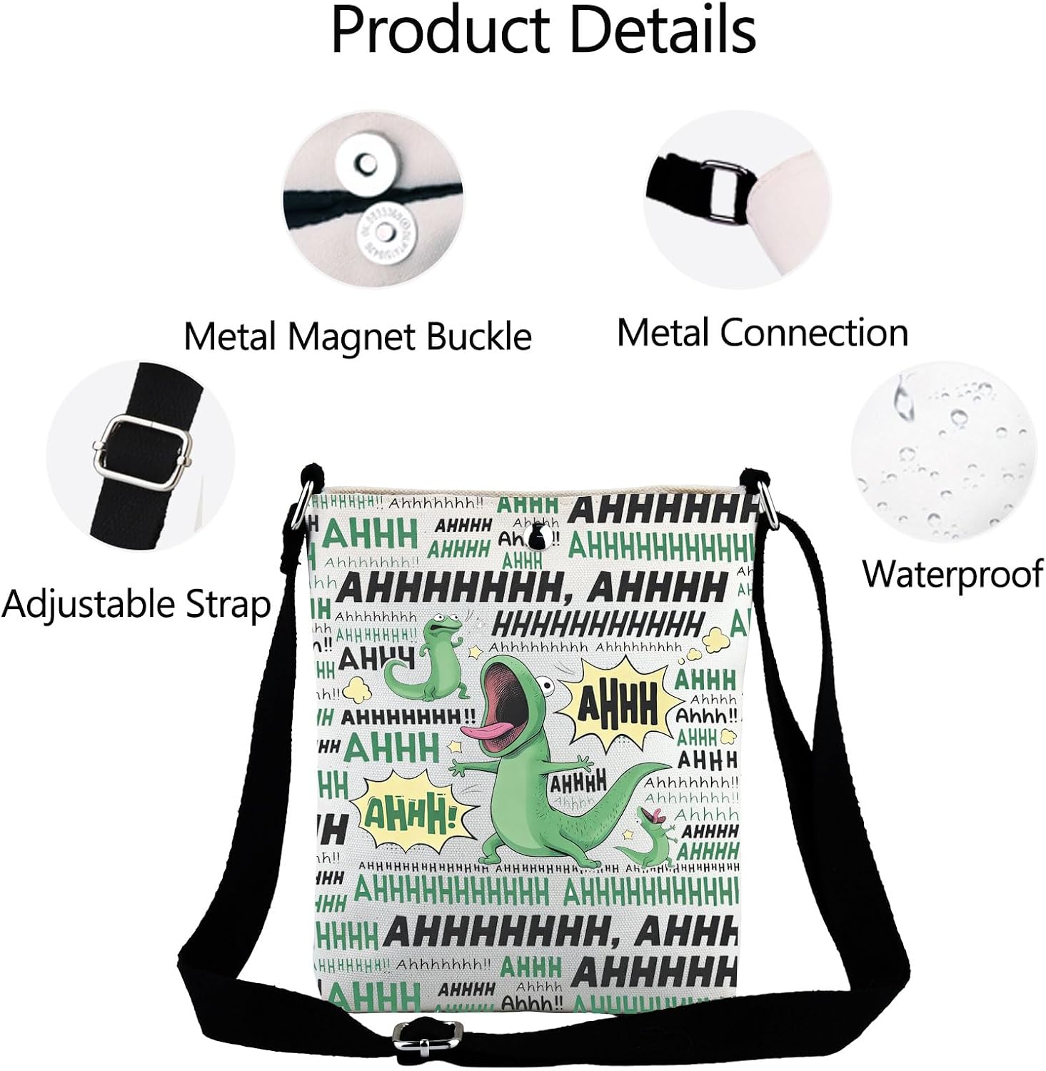WUSUANED Lizard Meme Crossbody Bag Lizard Fans Gift Cartoon Lizard Gift Movie Inspired Shoulder Bag image 5