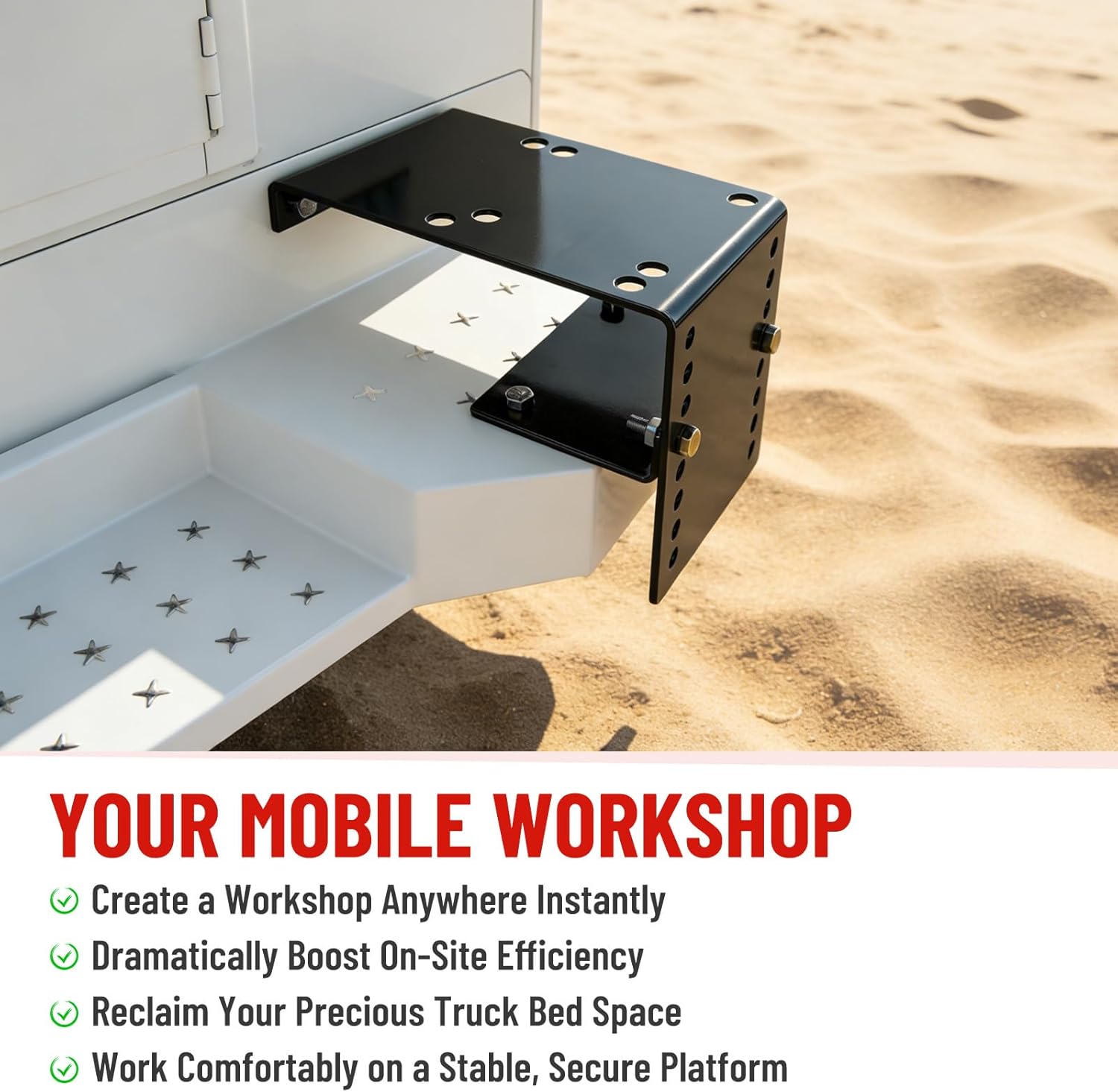 Black Bumper Vise Mount Heavy Duty Truck Vise Mount, Pre-Drilled, Adjustable Height, Easy Bolt-On Installation for Utility and Service Body