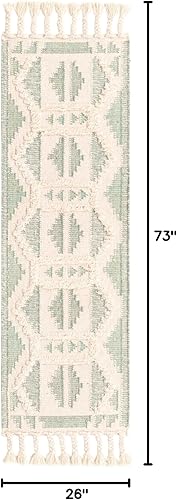 Miniatura 2 de Unique Loom Mesa Collection - Alfombra Maricopa (2 pies 2 pulgadas x 6 pies 1 pulgada, aguamarina y blanco)