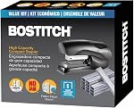 Bostitch Stapler avec ensemble de packs de valeur d'agrafes, accumulateur de poids lourd, noir, 40 Capacité de la feuille avec 5000 Agrafes, petite taille d'agrafe, convient à la paume de votre main (B175-BLK -VP)