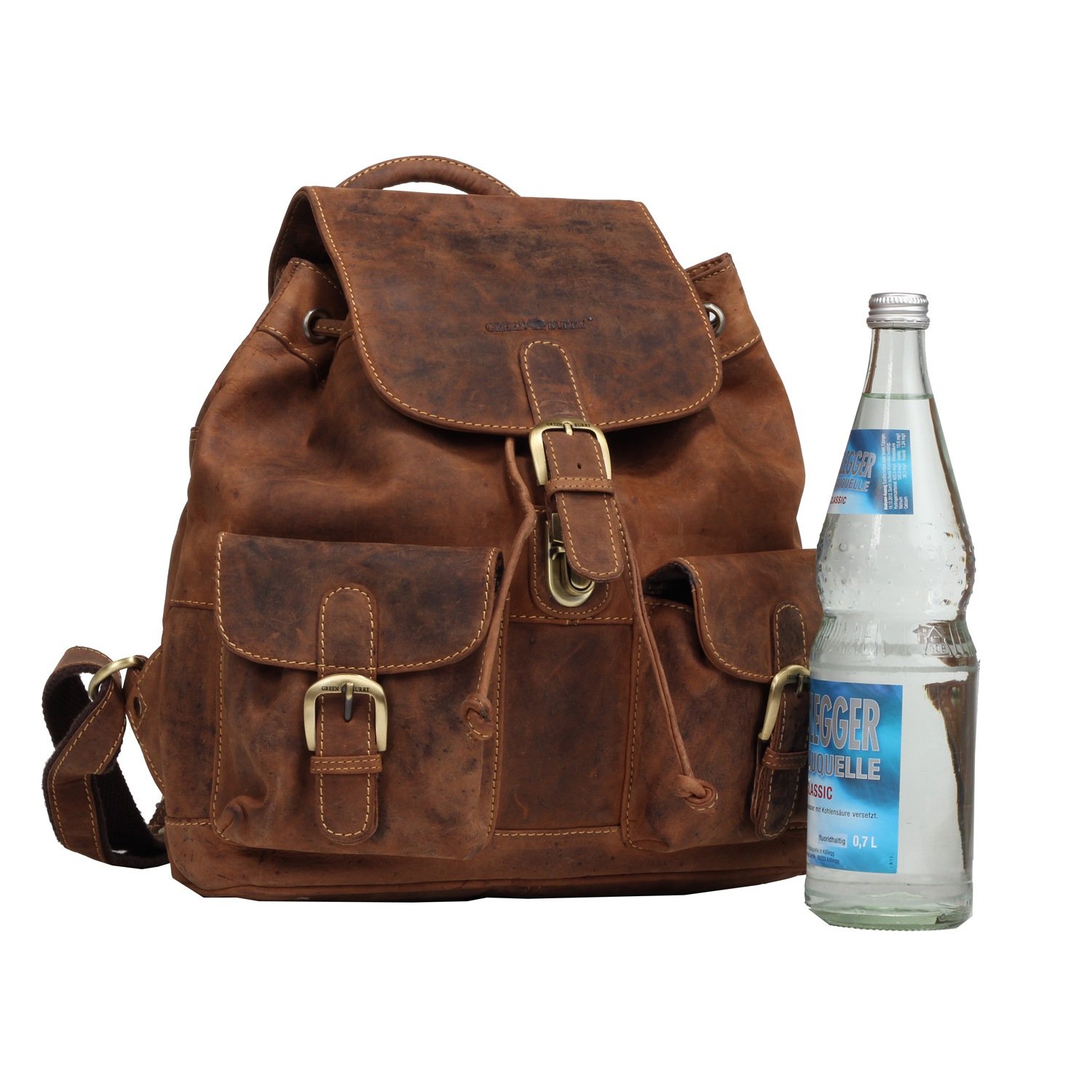 Greenburry Vintage Rucksack Leder Tasche braun | 30x36x10cm