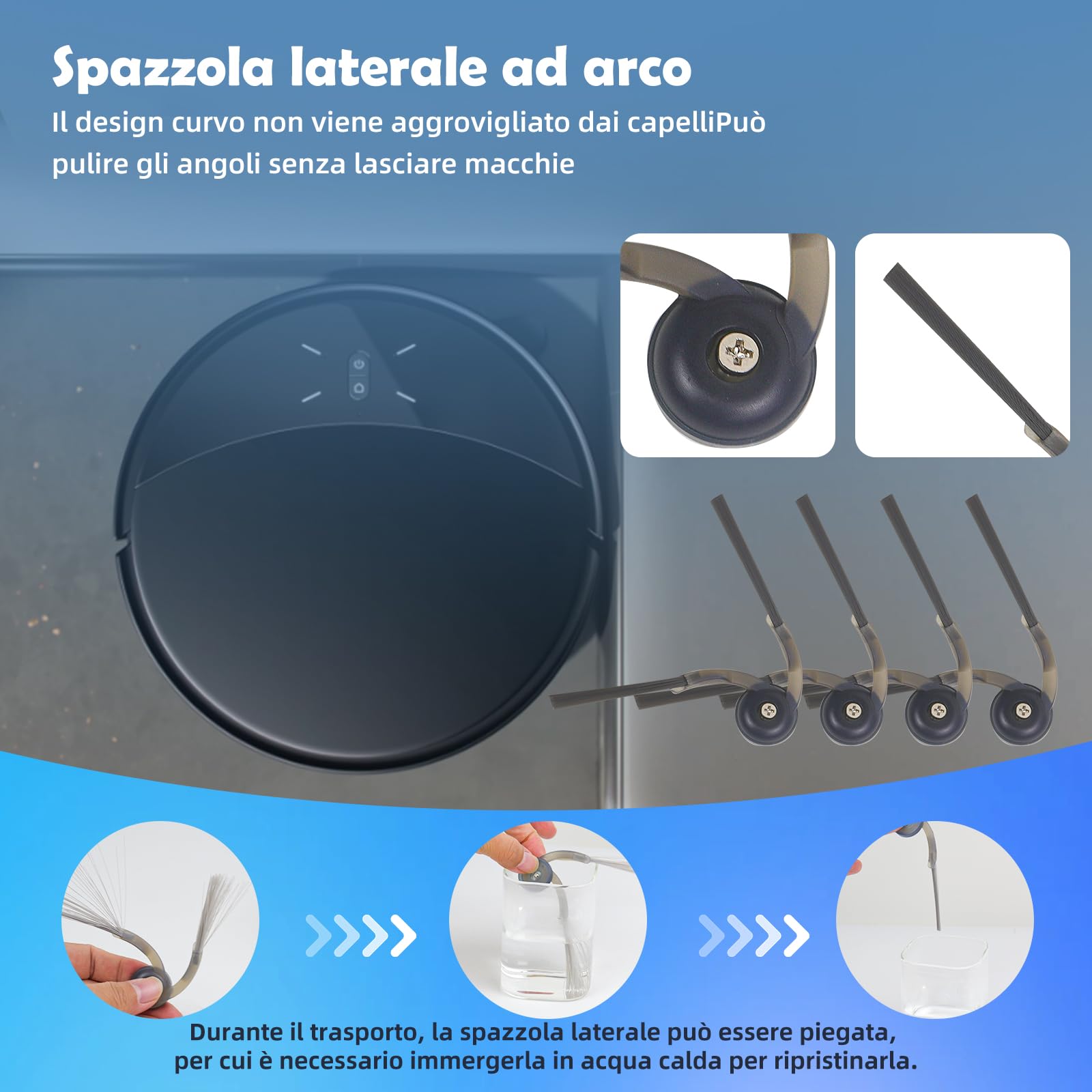 Accessori di Ricambio per Roborock Saros 10R, Saros 20, Qrevo Edge 2, Qrevo Curv 2 Pro Robot Aspirapolvere, 1 Spazzola Principale 4 Spazzole Laterali 4 Filtri HEPA 4 Panni Mop 4 Sacchetti