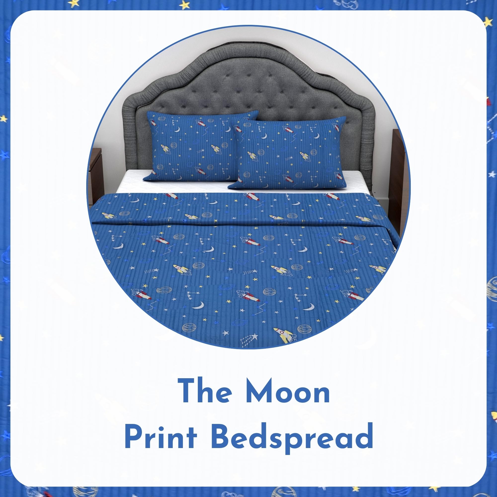 Divine Casa Starry Sky Single Bed Bedspread – 60x87 Inches – Soft with 1 Pillow Cover – to The Moon and Back Print 2
