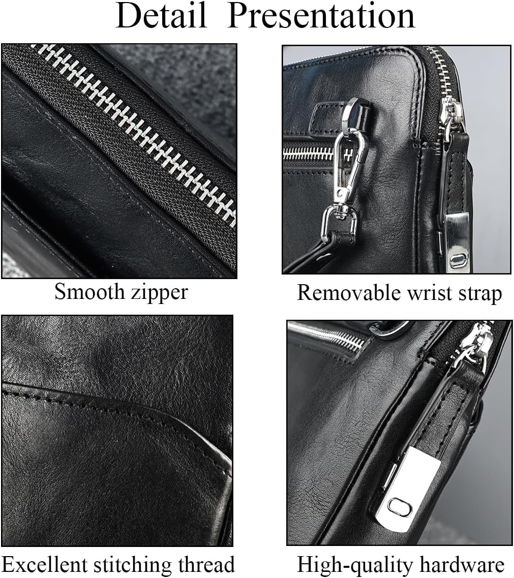 Genuine Leather Clutch Bag for Men Handbag Wrist Bag Business Large Purse Envelope Bag Wallet