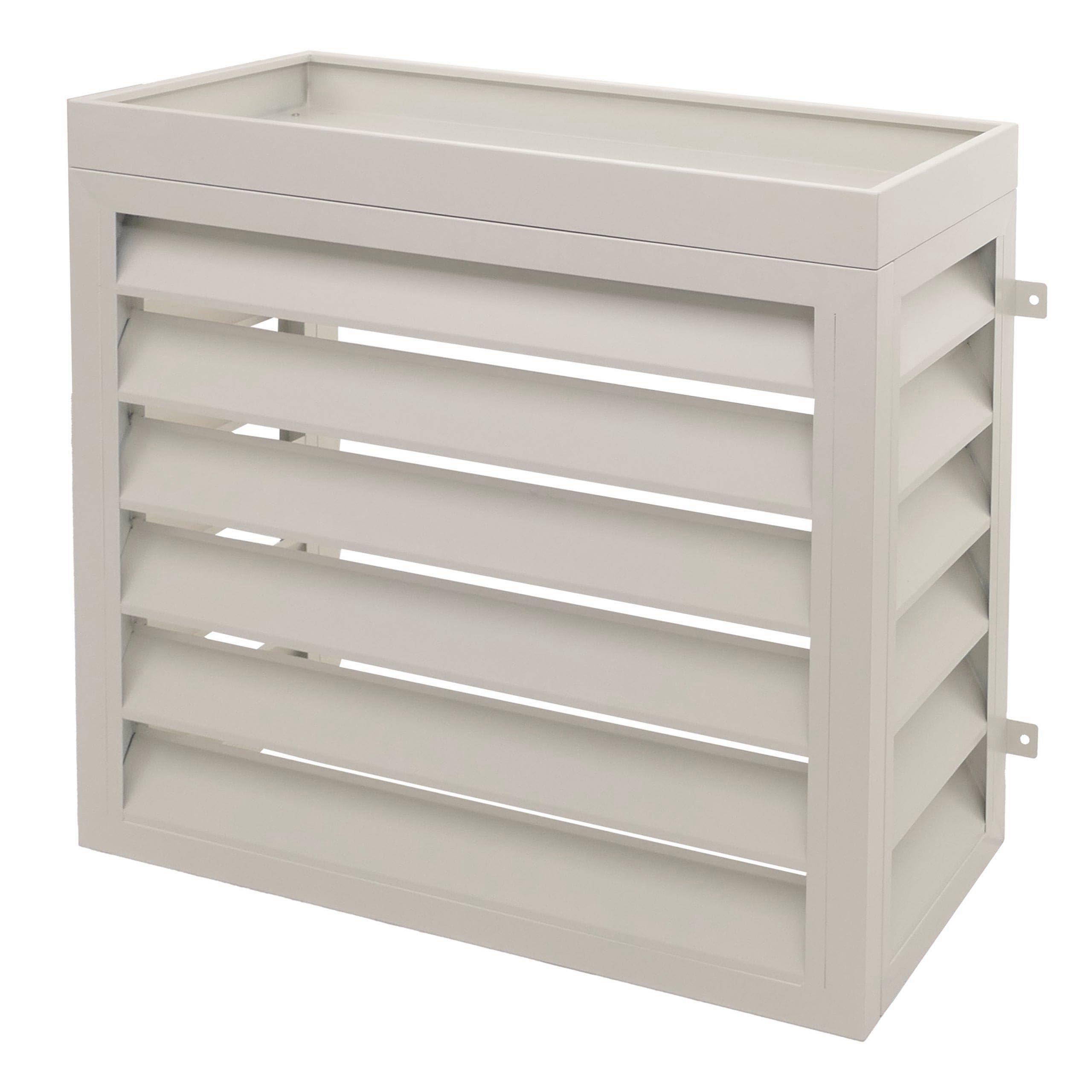 Copertura per climatizzatore/Pompa di Calore HWC-O43, Protezione per fioriere, Metallo 80x90x38cm - Grigio-Bianco