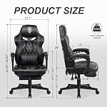 Vonesse Gaming Chair with Footrest, Reclining Gamer Chair with Massage, Ergonomic Computer Chair Big and Tall, Game Chair for Adults Heavy People (Classic Black)