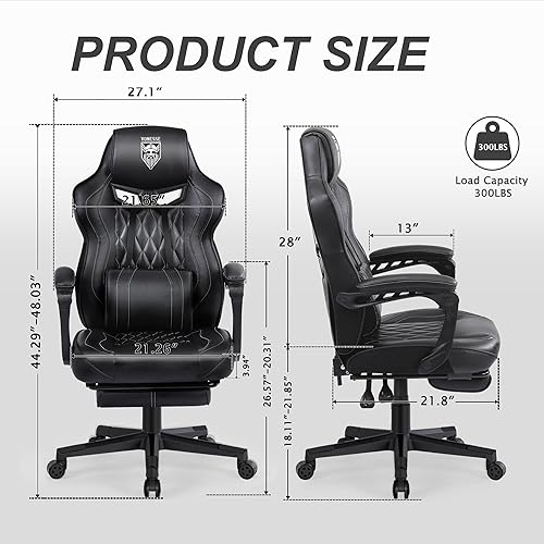 Miniatura 3 de Vonesse Silla para Videojuegos, Silla de Oficina para Computadora con Reposapiés, Sillas Reclinables para Juegos para Adultos, Silla Ergonómica