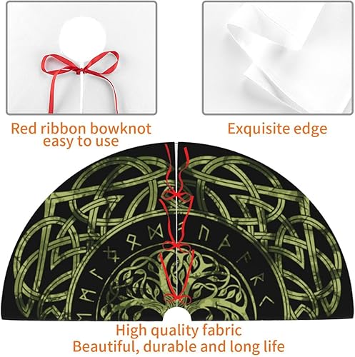 Miniatura 5 de Life of Tree - Alfombra de falda de árbol de Navidad de celtas vikingos de 36 pulgadas, suministros divertidos de decoración de fiesta para Navidad,