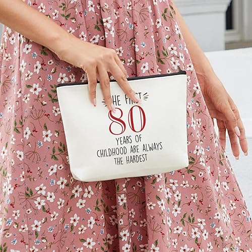 Miniatura 4 de Regalos de cumpleaños número 80 para mujeres, bolsa de maquillaje de feliz cumpleaños, divertida bolsa de regalo para su abuela, mamá, amiga,