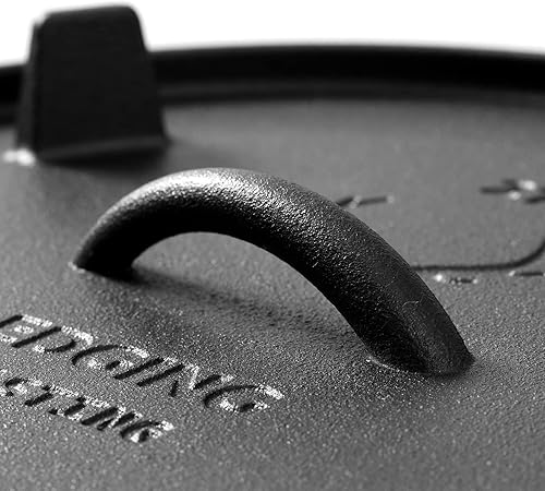 Miniatura 6 de EDGING CASTING Horno holandés para acampar de hierro fundido pre-sazonado, 6QT al aire libre para acampar al aire libre con trípode de tapa