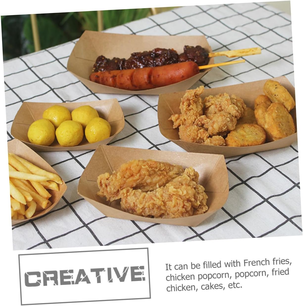 100pcs Disposable Kraft Paper Takeout Food Boxes Oil Proof French Fries Snack Containers for Restaurant Catering and Food Storage