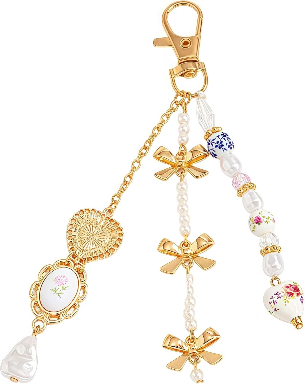 Bag Charms Colorful Chinese Ceramic Style Keychain Charm, Y2K Aesthetic Purse Charm Purse Keychain for Handbag