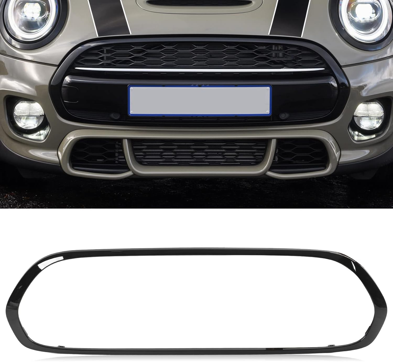 Qinlorgo 5pcs Gloss Black Headlight Taillight Grille Surround Cover Trims, Replacement for Mini F55 F56 F57 One S JCW 2014+, with ABS PP Material, Direct Installation