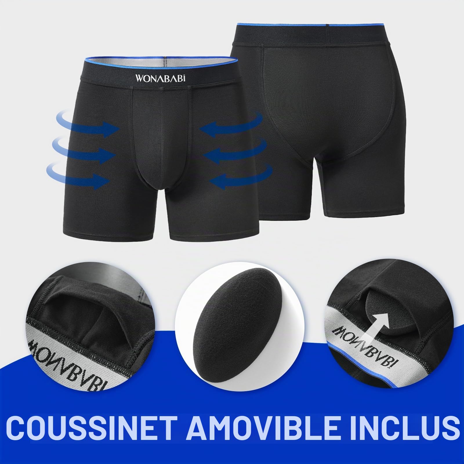 Wonababi Boxer Trans, Short de garçon Extensible Anti-Chafing, Culotte pour Queer, FTM, Cosplay, sans Couture roulante
