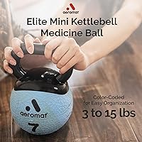 Vista 4 de Aeromat Elite - Mini pelota medicinal con pesas rusas – Pelota de ejercicio ponderada de 6 pulgadas de diámetro para entrenamiento, peso con pesas