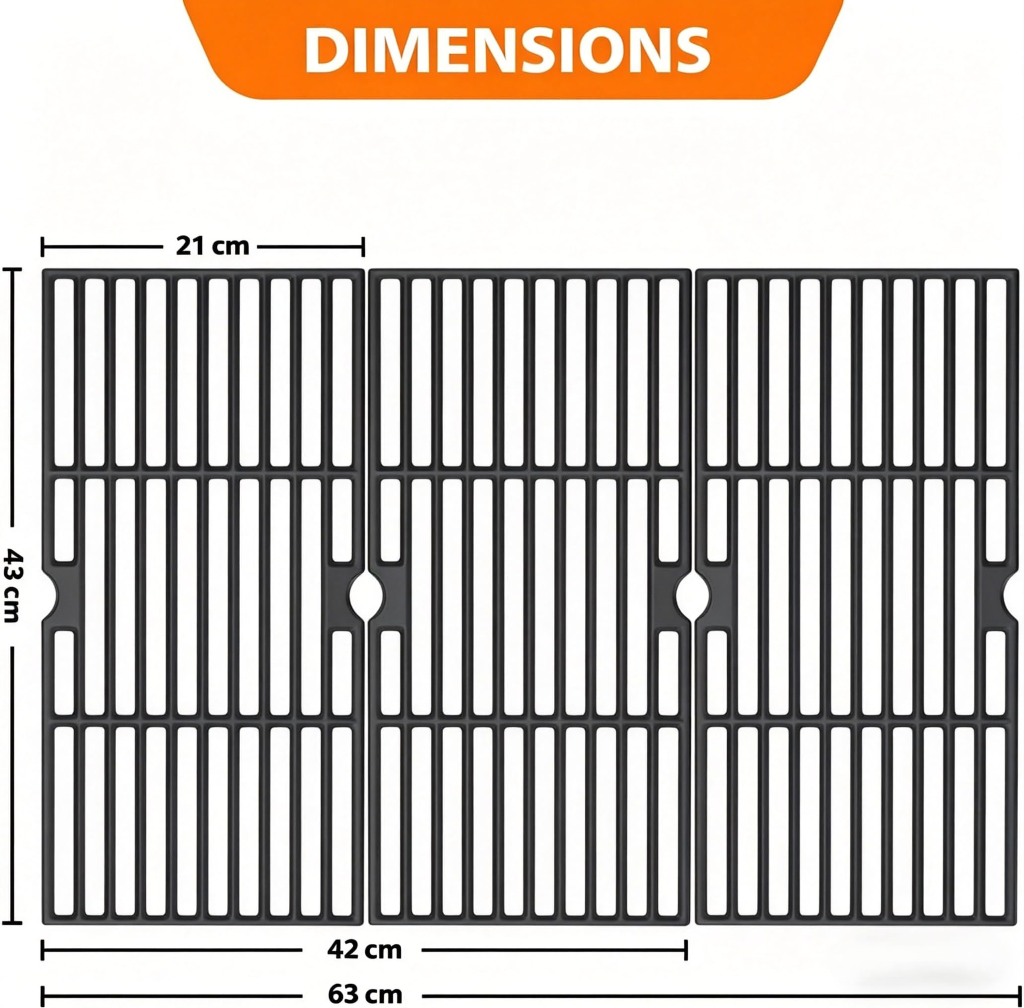 GRISUN Grillroste für Charbroil Advantage 4 Brenner 463344116 463343015 463344015, Gas2coal 463340516 463370516, für Char-Broil 463336016, Ersatz für G467-0002-W1, G309-0019-W2, 43 cm