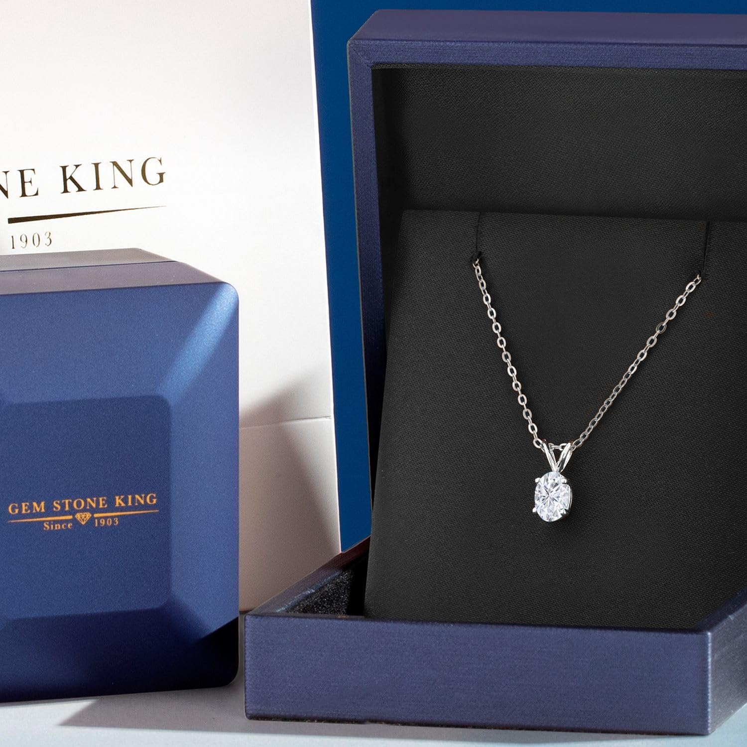 Gem Stone King 925 Sterling Silver Gemstone Birthstone Pendant Necklace for Women | Oval 7X5MM | With 18 Inch Chain | Fine Jewelry Gifts for Women Mom Wife Her