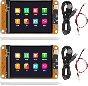 DORHEA 2Pcs ESP32 Touchscreen 2.4 Inch LCD TFT Module with Touch Screen Display Module ESP-WROOM-32 2.4" 240x320 Smart Display OLED Screen for Arduino LVGL WiFi Bluetooth Dual Core Development Board