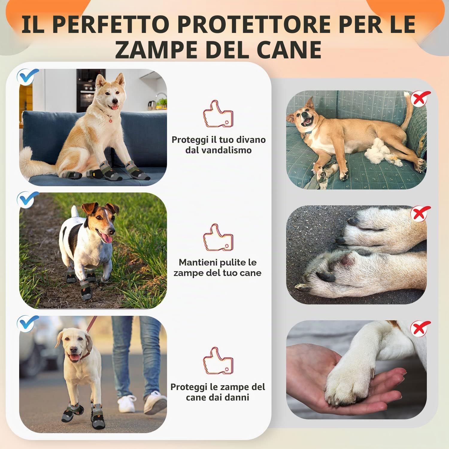 SlowTon Stivali per Cani, Protettore Traspirante della Paw del Cane, Doppio Regolabile e Lavabile Antiscivolo Scarpe per Cani con Striscia Riflettente, Comodi Stivali da Passeggio del Cane per Cani