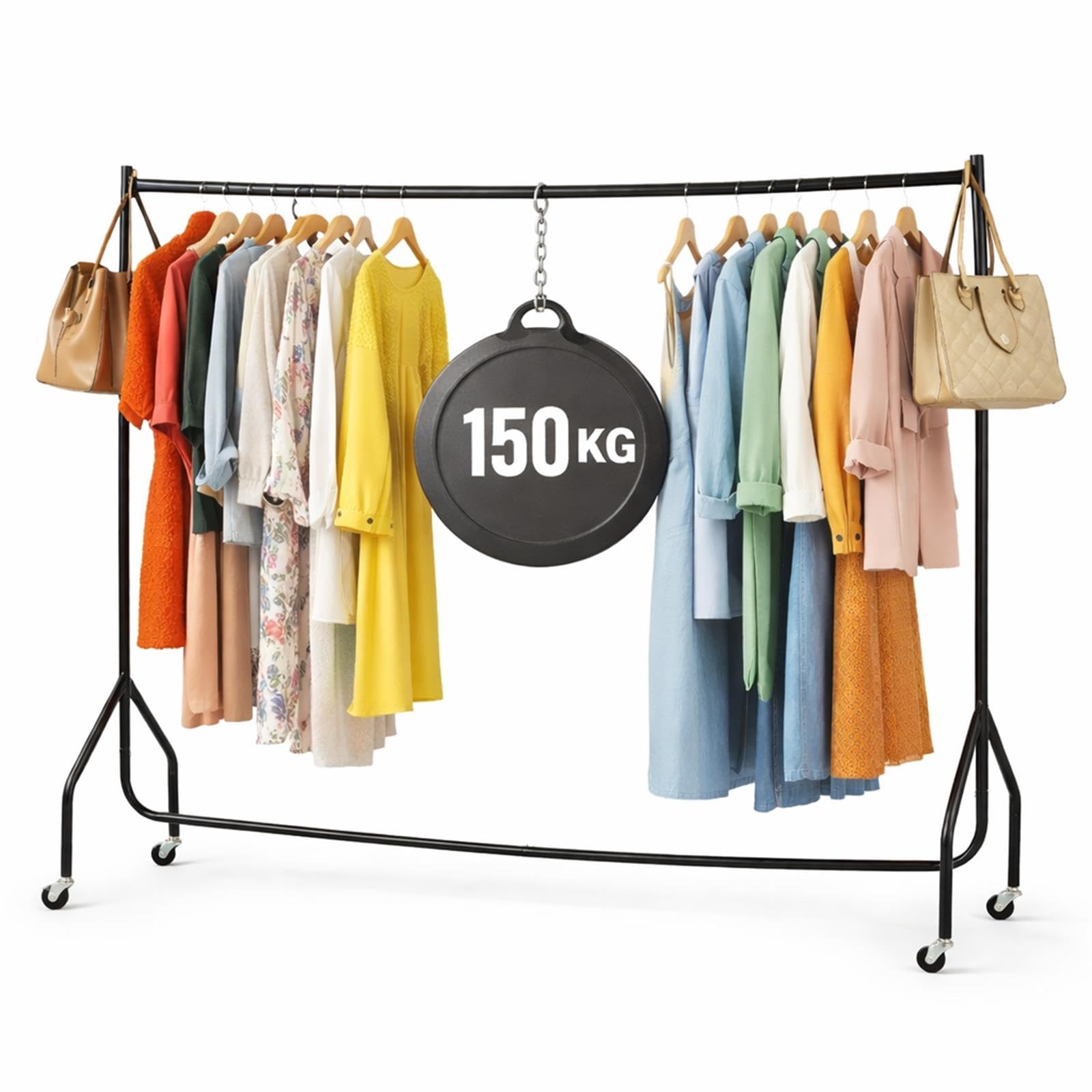 Direct Online Houseware Heavy Duty Clothes Rail Freestanding, 150KG Load, 180cm Long, Lockable Wheels, No Tool Assembly, Hanging Rail for Bedroom, Dressing Room and Retail Display Black โ image 1
