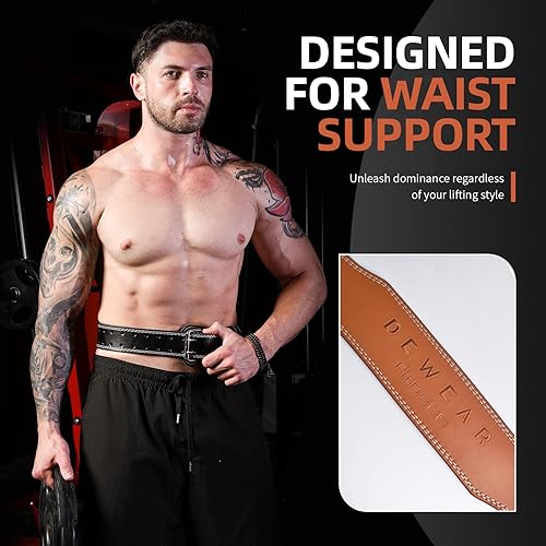 Miniatura 7 de Cinturón de levantamiento de pesas de cuero genuino, soporte lumbar acolchado de 4 y 6 pulgadas, 10 agujeros ajustables, cinturón de peso para