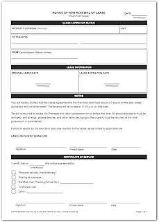 Lease Non-Renewal Notice Form – Landlord Rental Expiration Letter | Fixed-Term Tenancy Termination | Includes Instructions & Service Certificate | Printed Packet