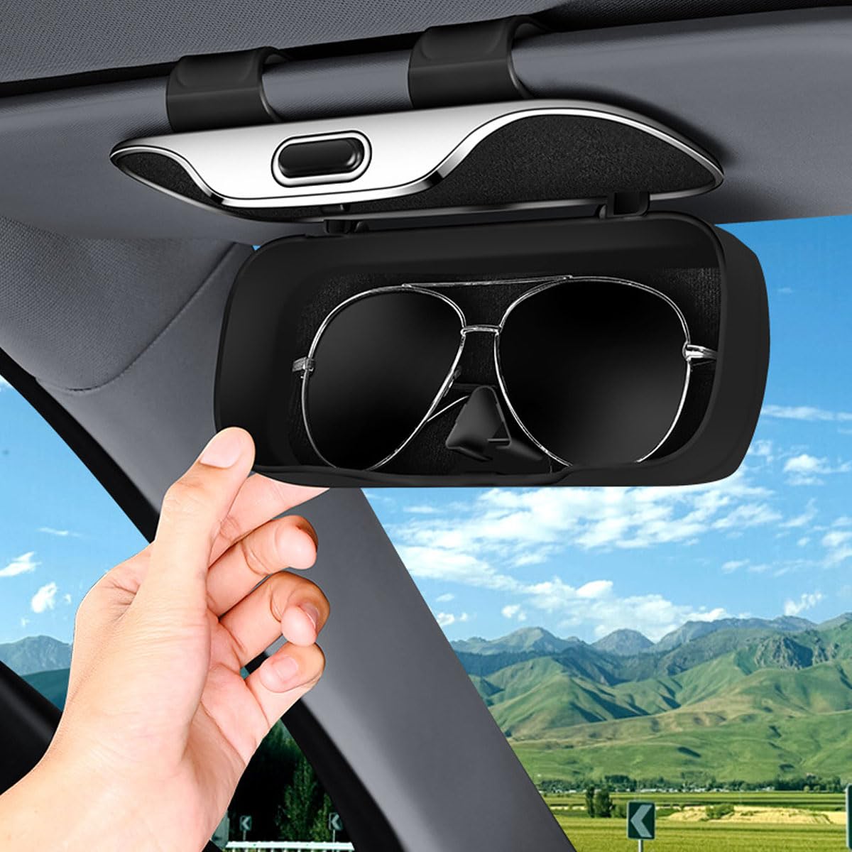 Brillenetui für Lucid Gravity 2025, ABS-Hartschale, Auto-Sonnenbrille, zum Öffnen, kratzfestes Innenzubehör, schwarz
