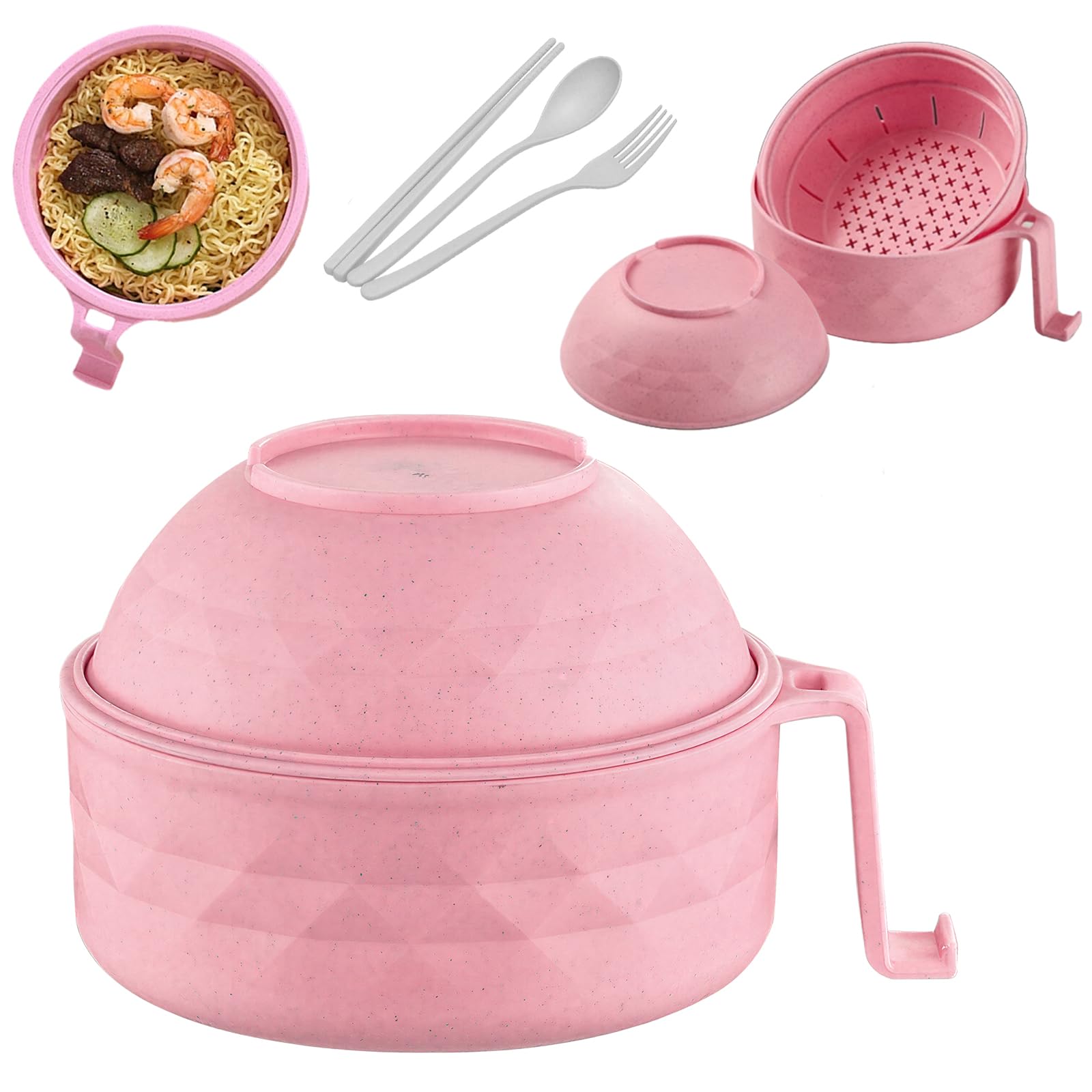 Microwave Ramen Bowl with Lid 2026 New Ramen Noodles Bowl Set with Chopsticks Spoon and Fork Ramen Cooker