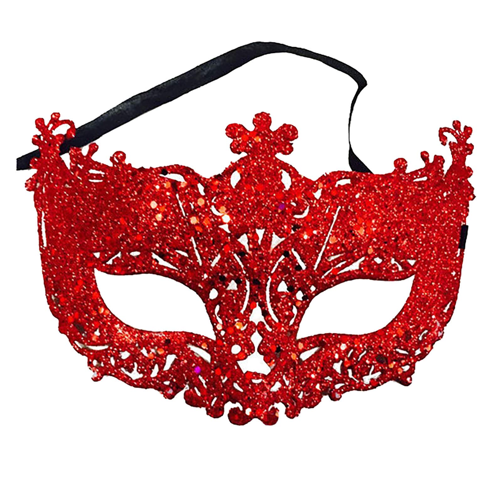 Venezianische Maske Karneval - Rot, Karomuster, Für Damen & Herren