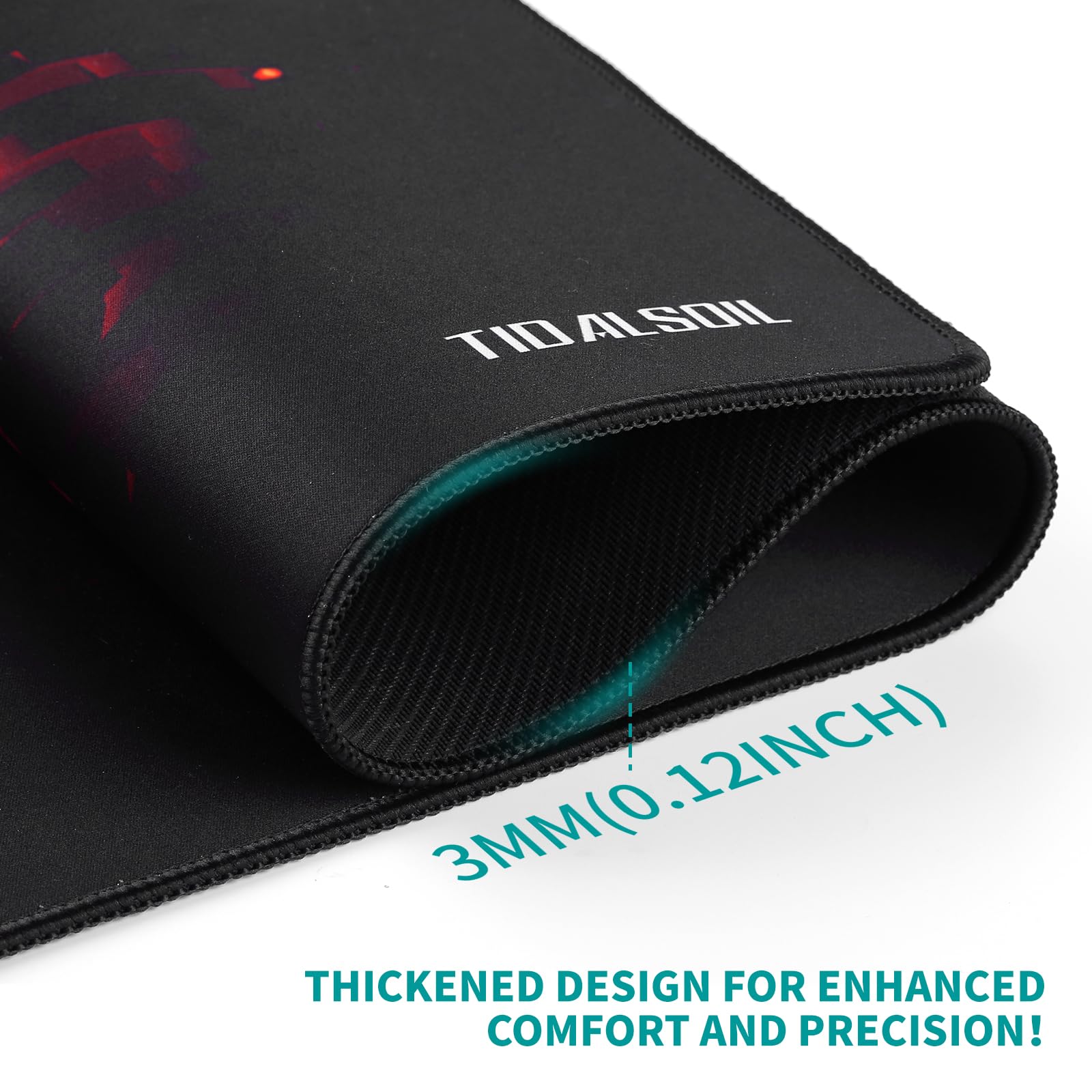 TIDALSOIL Alfombrilla de mouse grande para juegos de 35.4 x 15.7 pulgadas, almohadilla de escritorio extendida de gran tamaño con base antideslizante, bordes cosidos, superficie lisa para teclado,