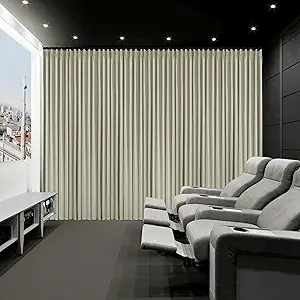 Beige Full Blackout Velvet Curtains 84 inches Long | Pinch Pleated Drapes | Extra Wide Home Theater Curtains | 100% Light Blackout Drapery | Noise Reducing Panels, 1 PC, 132